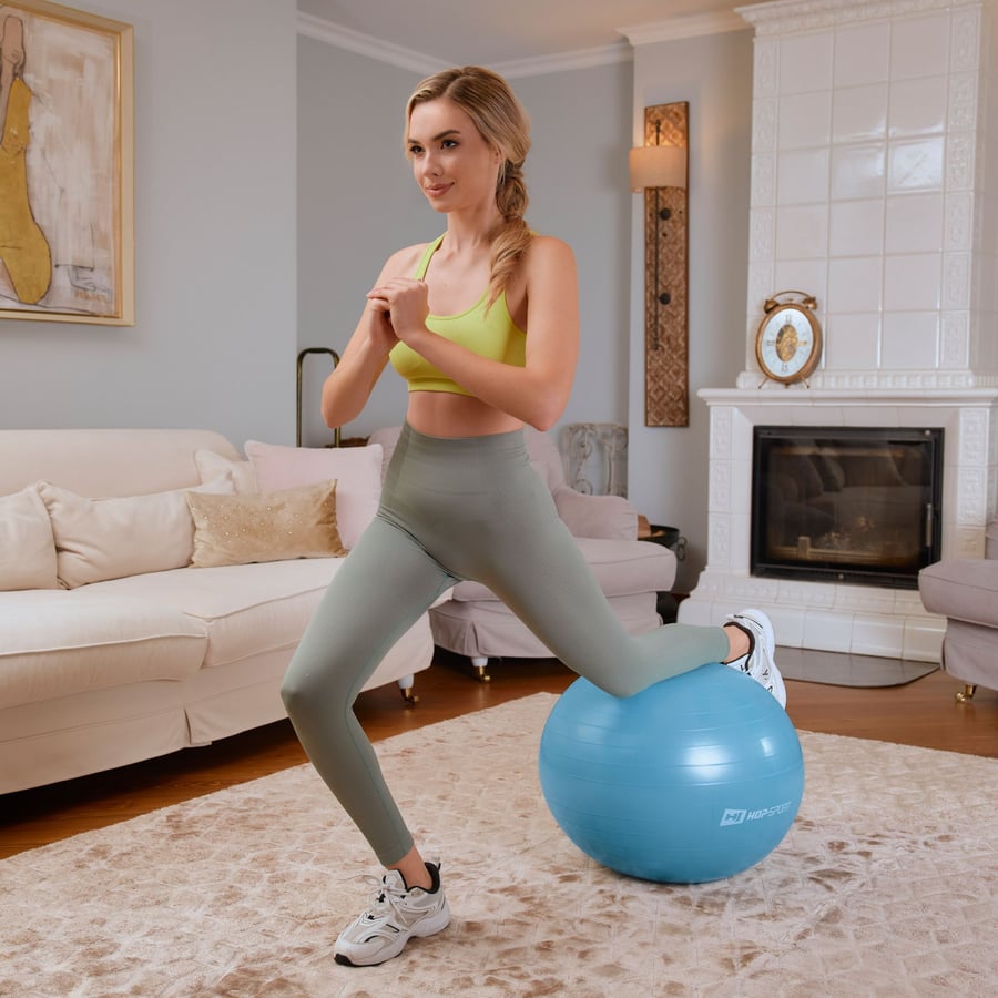 Фітбол Hop-Sport 45см блакитний + насос — фото 4