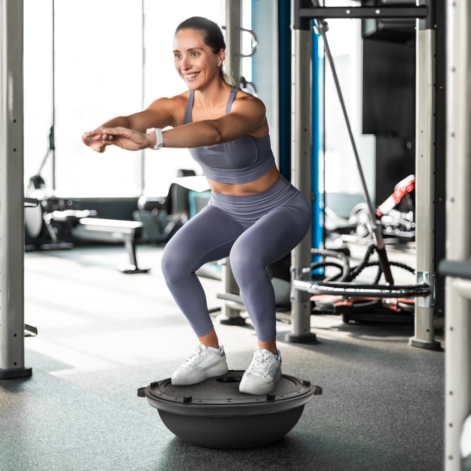 Балансувальна півсфера Gymtek Flex Core Half Ball 58см з еспандерами + насос чорний — мініатюра 6