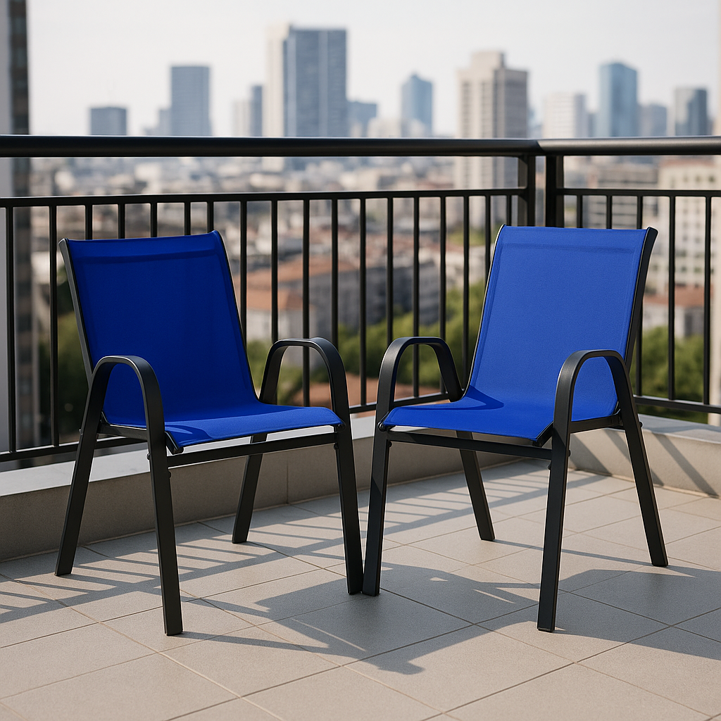Комплект садових стільців Costway Patio з підлокітниками синій — фото 1