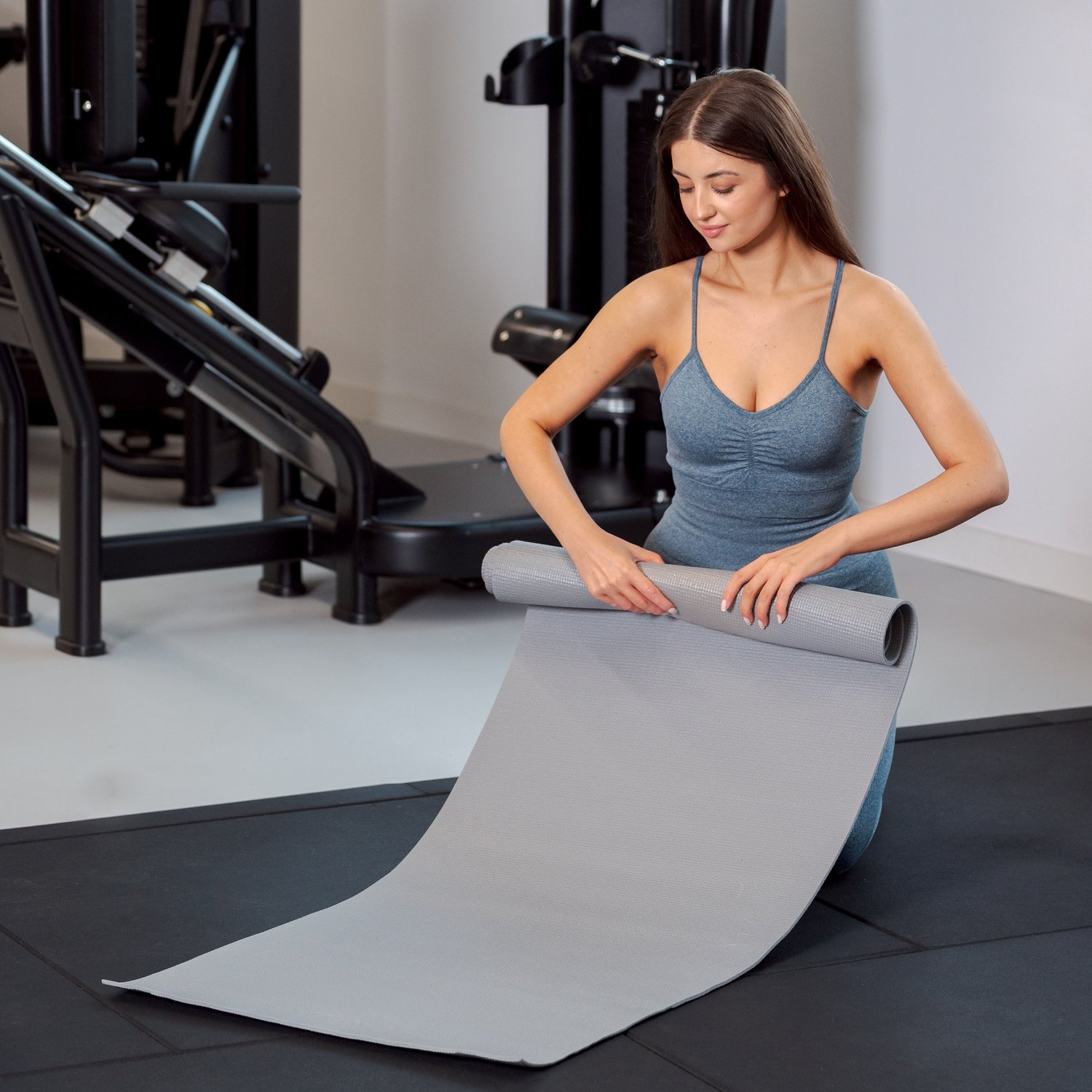 Килимок (мат) для фітнесу та йоги Gymtek 0,5см сірий — фото 5