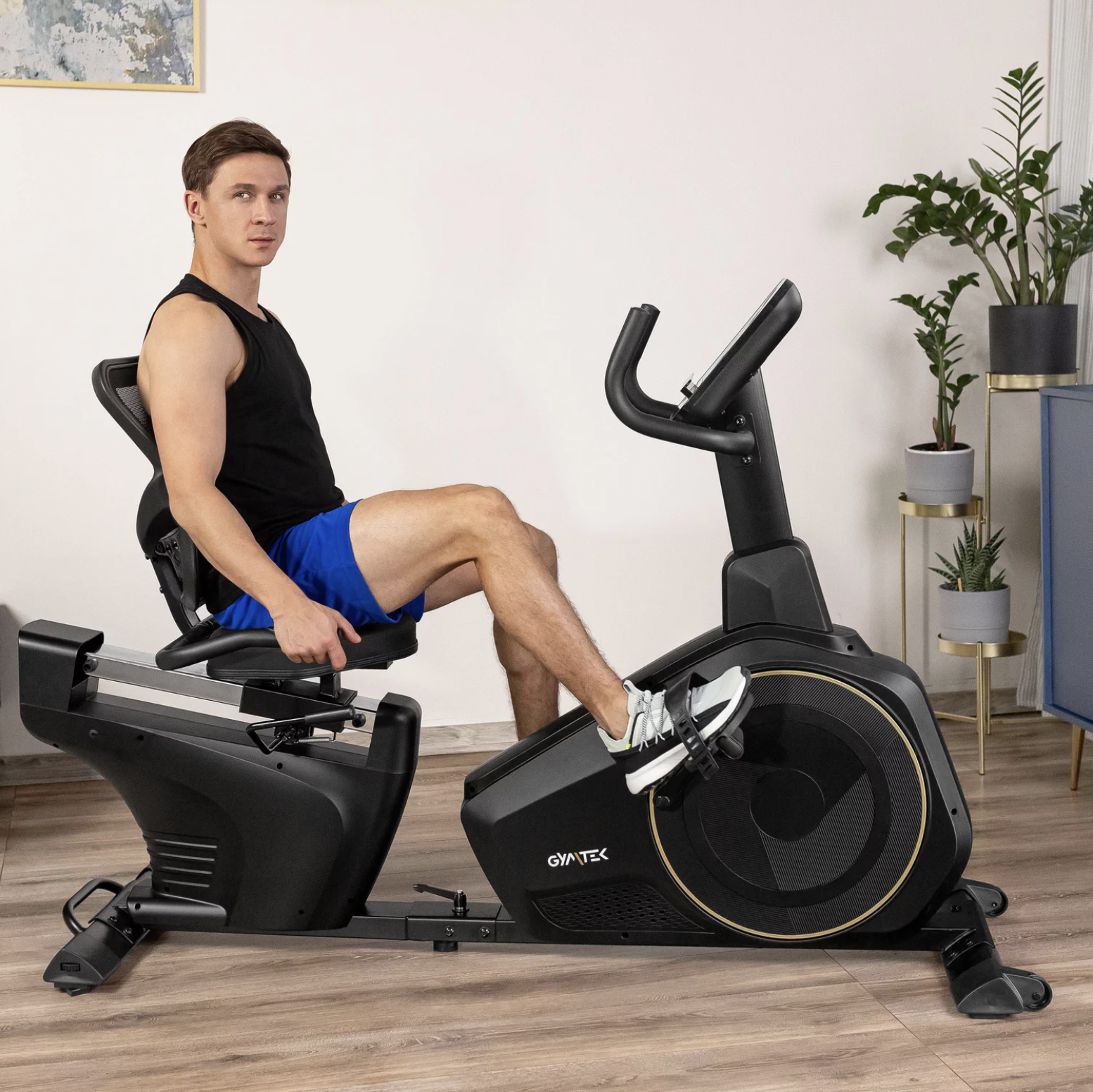 Горизонтальний велотренажер Gymtek XBR6000 електромагнітний золотистий — мініатюра 9