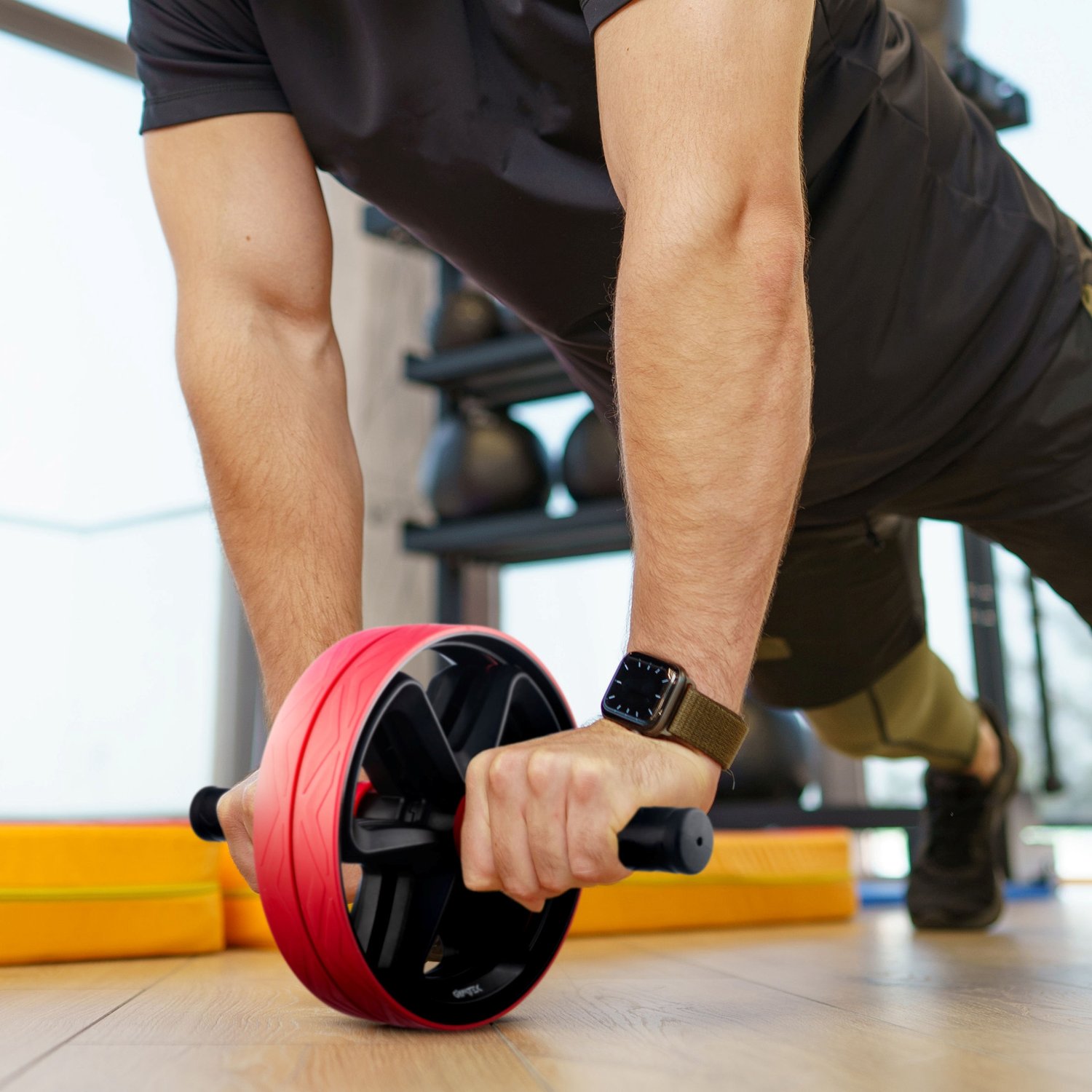 Ролик для пресу подвійний Gymtek червоний — мініатюра 9