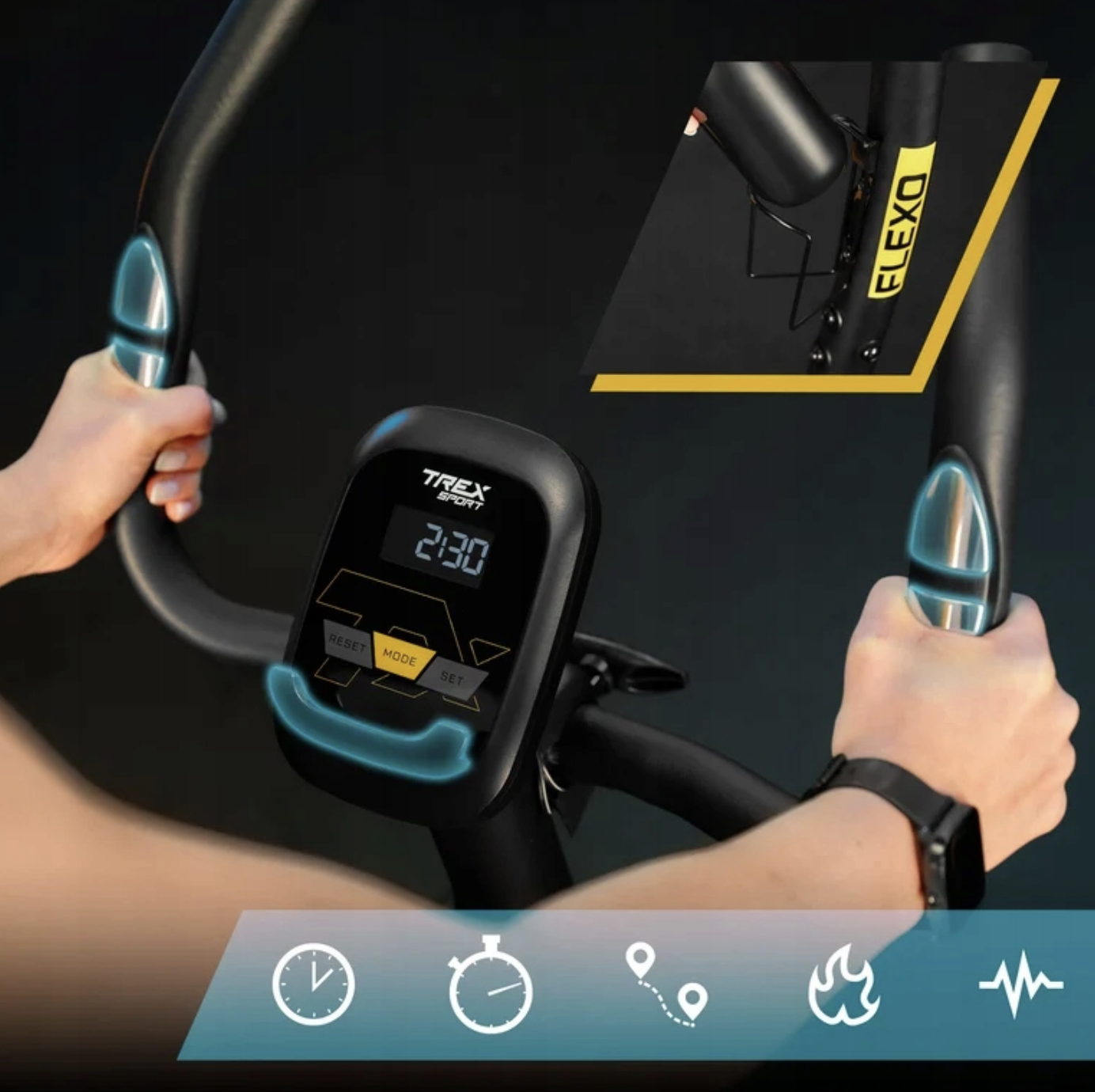Велотренажер Trex Sport TX-450MB FLEXO магнітний сірий — мініатюра 6