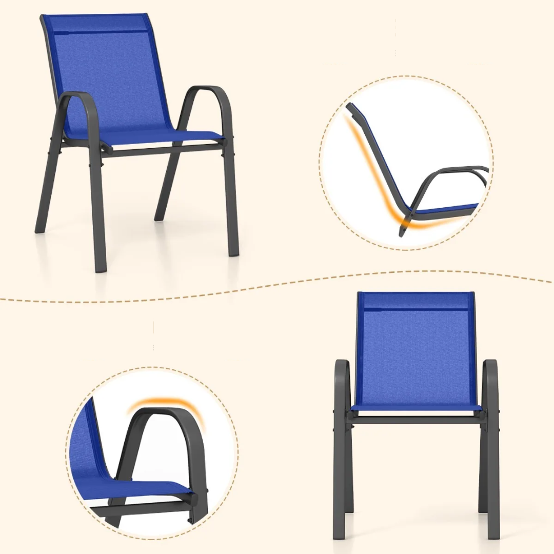 Комплект садових стільців Costway Patio з підлокітниками синій — мініатюра 9