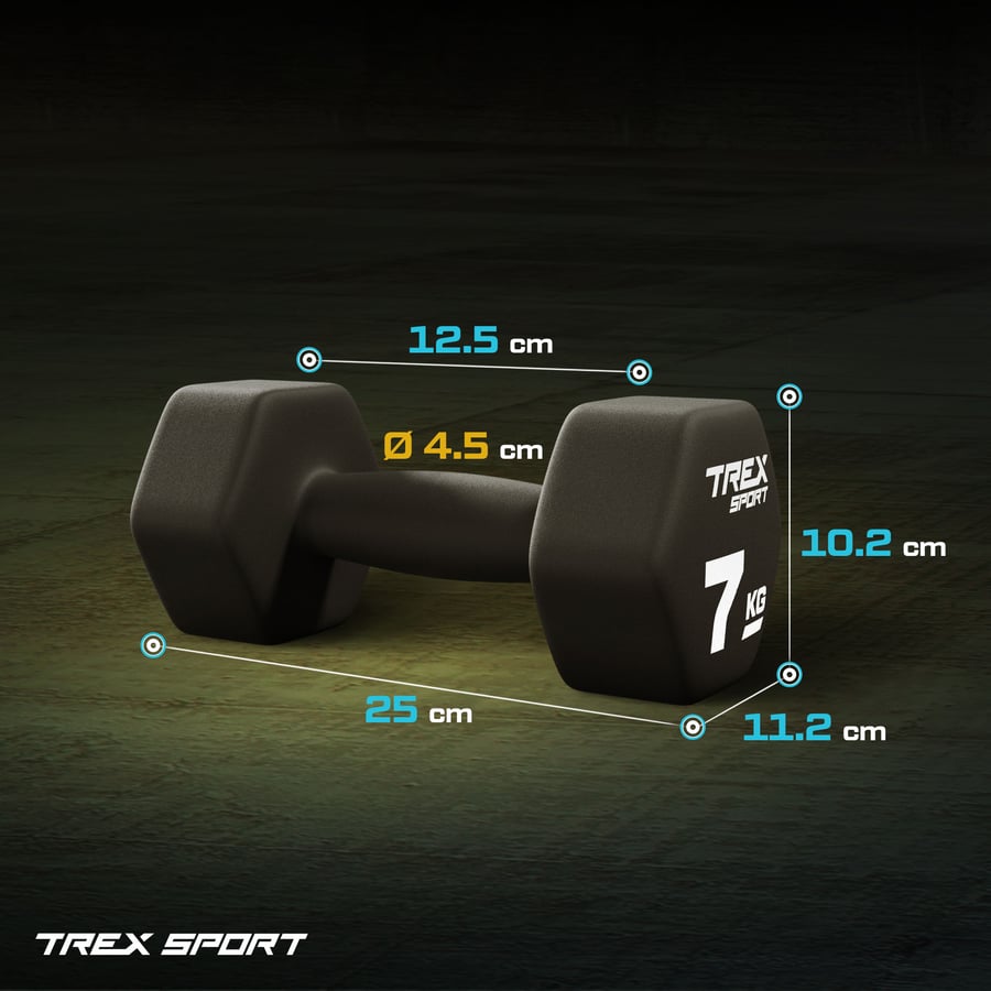 Гантелі для фітнесу неопренові TREX Sport TX-070VD 2x7кг — фото 3