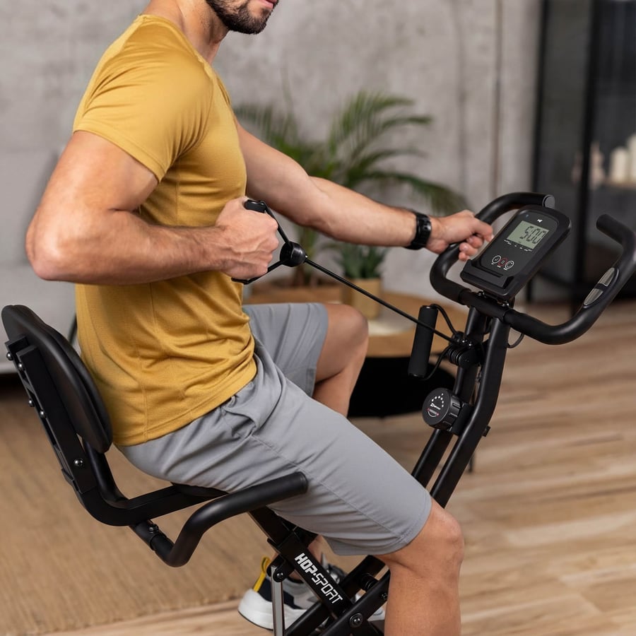 Велотренажер Hop-Sport HS-3030X Apeks X-Bike чорно-золотистий — фото 5
