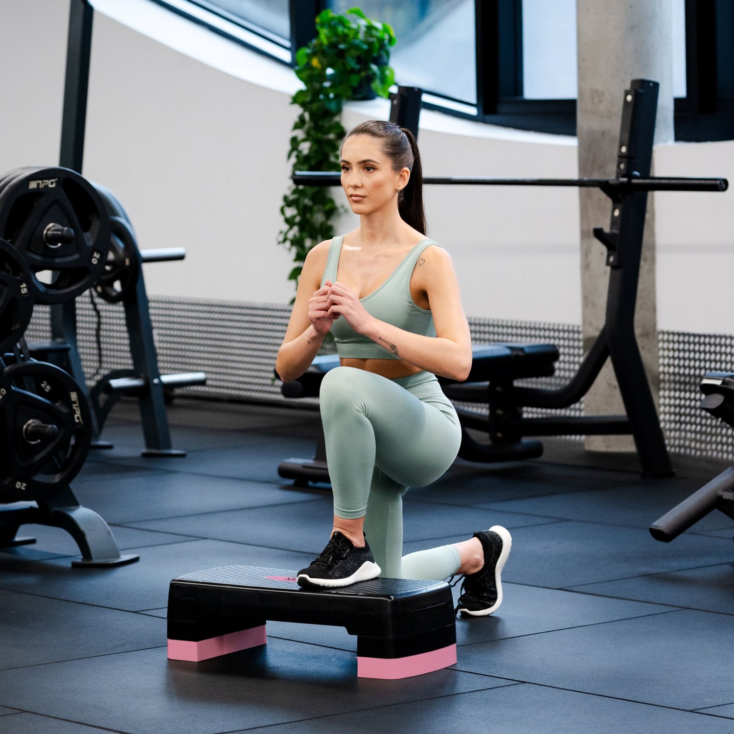 Степ-платформа Gymtek 3-х рівнева чорно-рожева — фото 4
