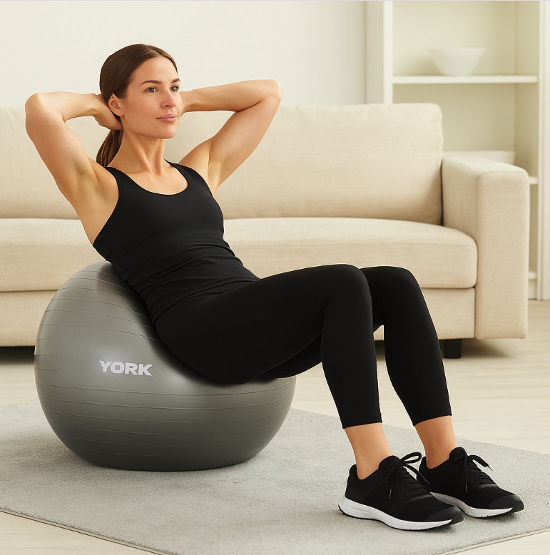 Фітбол York Fitness 75см сірий + насос — мініатюра 6