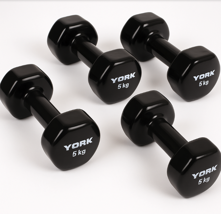 Гантелі для фітнесу вінілові круглі York Fitness 2х5кг чорний — фото 4