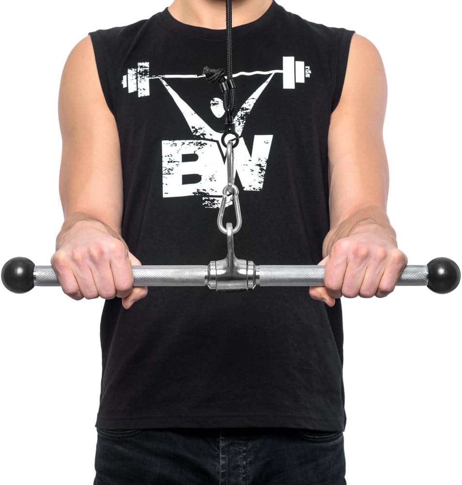 Ручка для верхньої тяги York Fitness 45см пряма на трицепс з обертовим підвісом, хром — фото 3