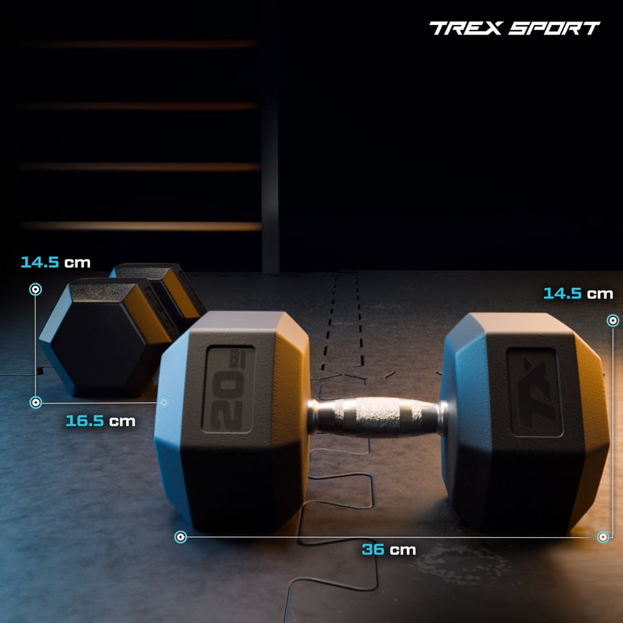 Гантеля шестигранна прогумована TX-200RD Trex Sport 20кг — фото 2