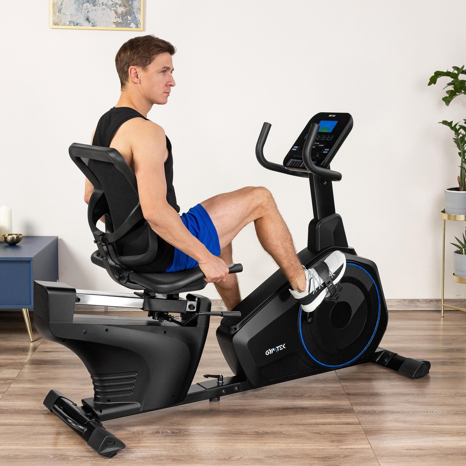 Горизонтальний велотренажер Gymtek XBR6000 електромагнітний синій — фото 2