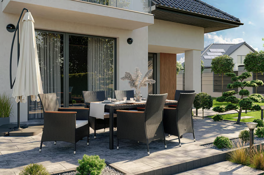 Садові меблі Di Volio VERONA 6+1 чорно-кремові — фото 3