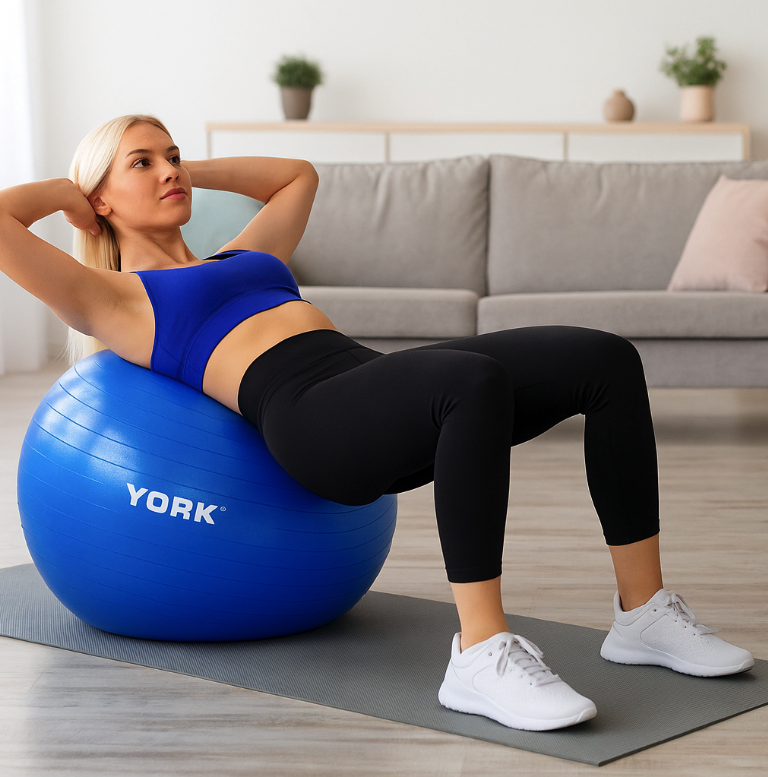 Фітбол York Fitness 65см синій + насос — мініатюра 7