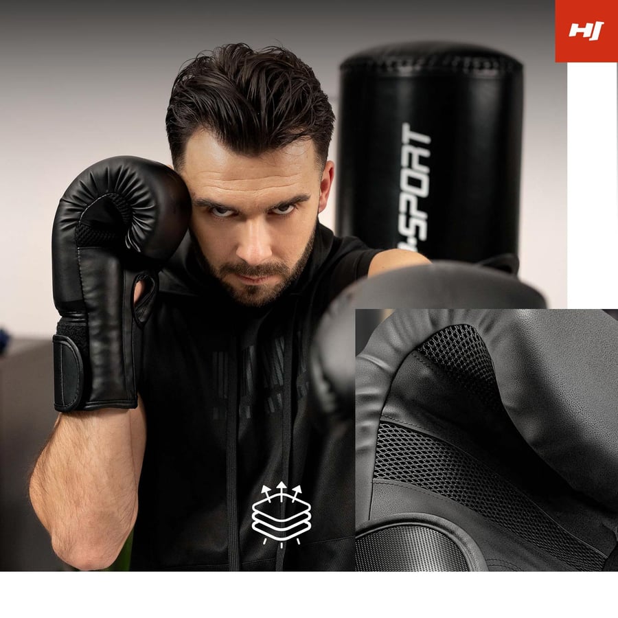 Боксерські рукавиці Hop-Sport HS-BG12 12oz чорні — мініатюра 9