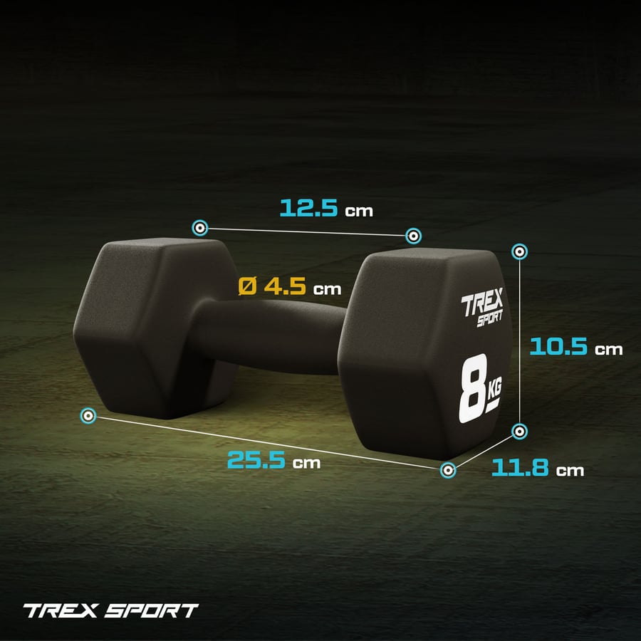 Гантелі для фітнесу неопренові TREX Sport TX-080VD 2x8кг — фото 3