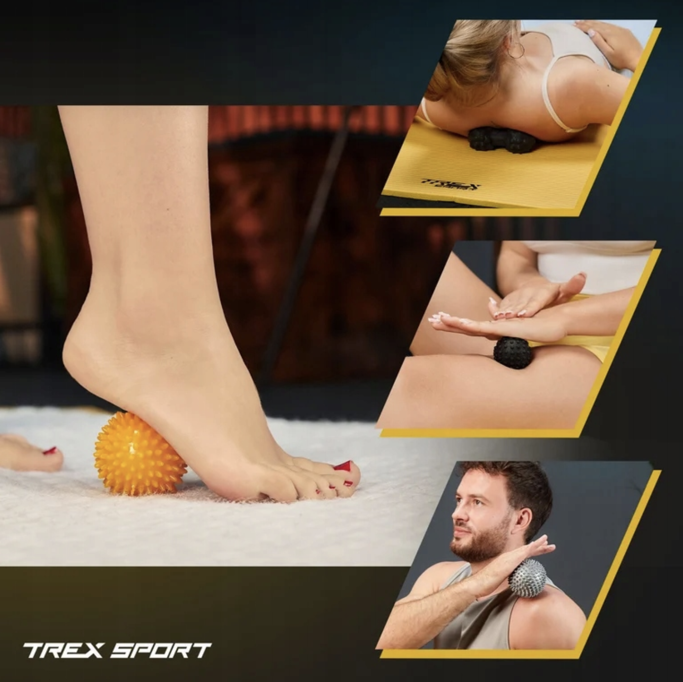 Набір масажних м'ячів Trex Sport TX-005MSC 5в1 для йоги та фітнесу EPP — мініатюра 10