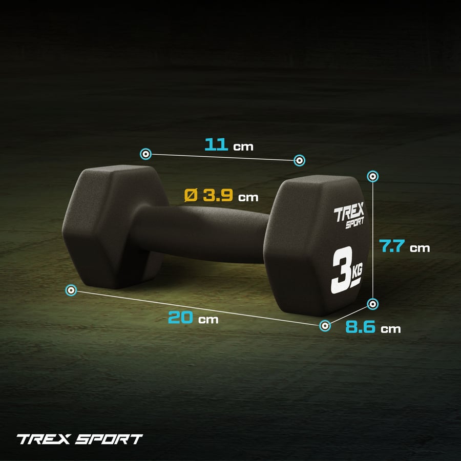 Гантелі для фітнесу неопренові TREX Sport TX-030VD 2x3кг — фото 3