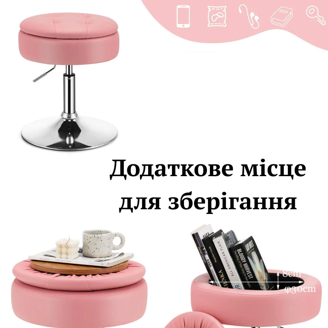 Крісло трансформер Costway Meri з місцем для зберігання рожевий — мініатюра 6