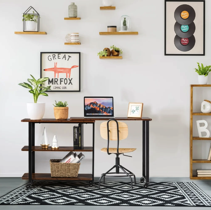 Стіл L-подібний Costway King обертовий в стилі Loft — мініатюра 8