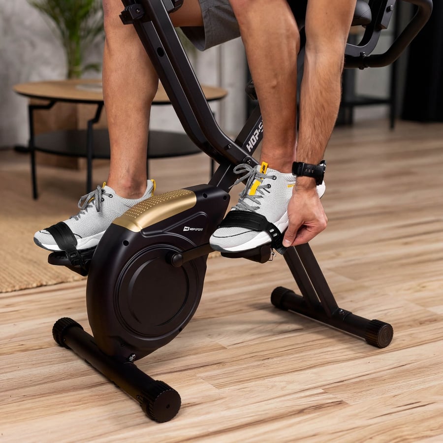 Велотренажер Hop-Sport HS-3030X Apeks X-Bike чорно-золотистий — мініатюра 9