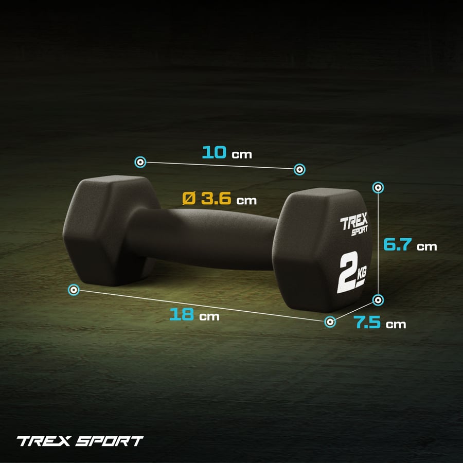 Гантелі для фітнесу неопренові TREX Sport TX-020VD 2x2кг — фото 3