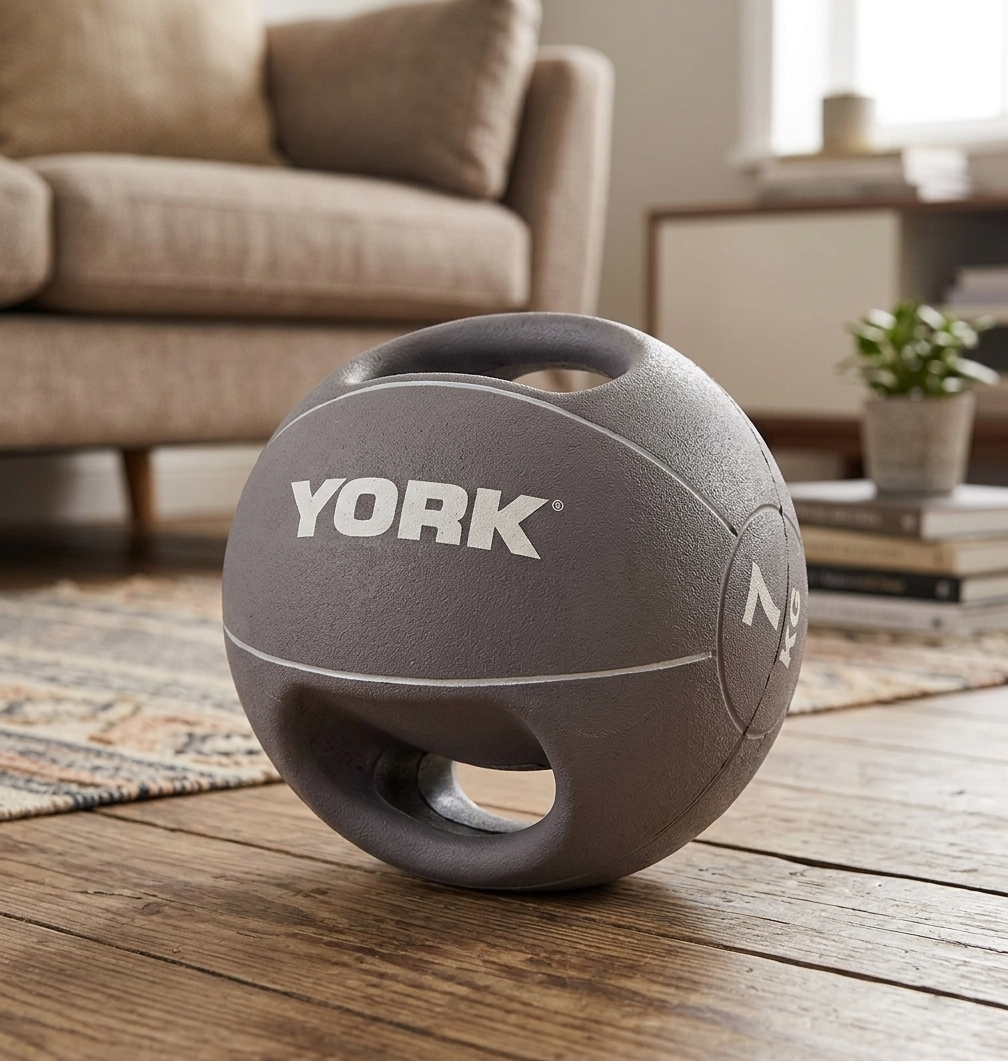 М'яч медбол 7кг York Fitness із двома ручками, сірий — фото 2
