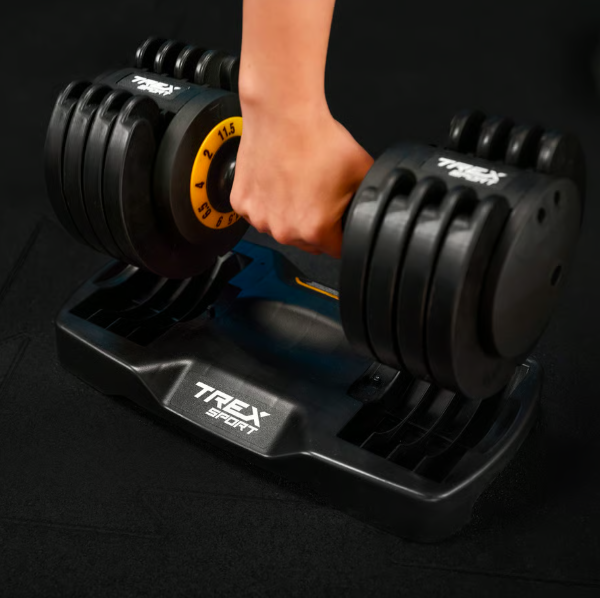 Гантель розбірна регульована Trex Sport 2-11,5кг чорний — фото 5