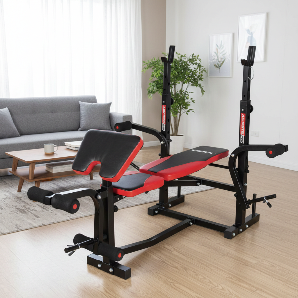 Лавка для жиму York Fitness ASPIRE 220 з стійкою для штанги та партою Скотта — мініатюра 7