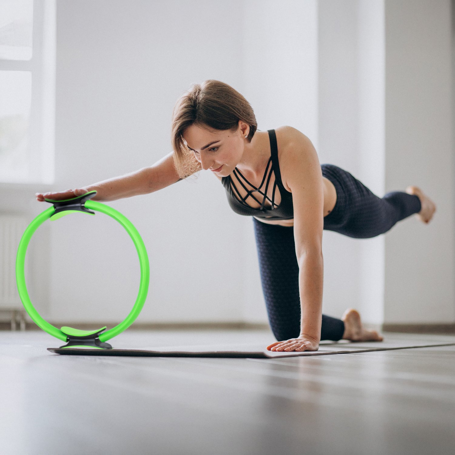 Кільце для пілатесу Gymtek армоване скловолокно 38см салатовий — фото 4