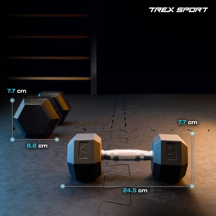 Гантеля шестигранна прогумована TX-025RD Trex Sport 2,5кг — фото 2