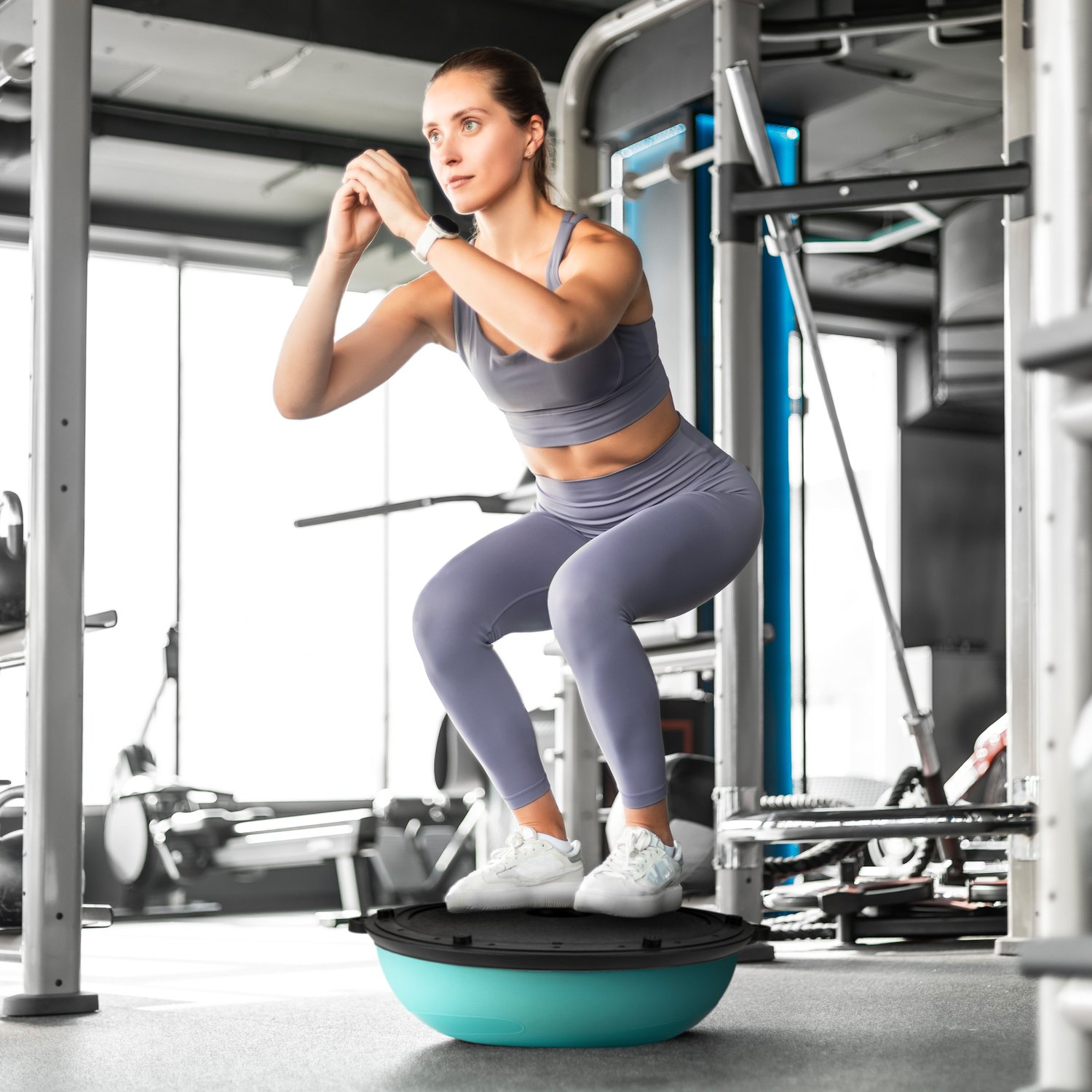 Балансувальна півсфера Gymtek Flex Core Half Ball 58см з еспандерами + насос блакитний — фото 3