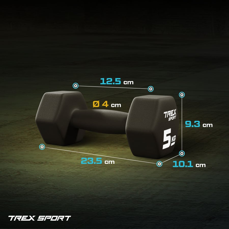 Гантелі для фітнесу неопренові TREX Sport TX-050VD 2x5кг — фото 3