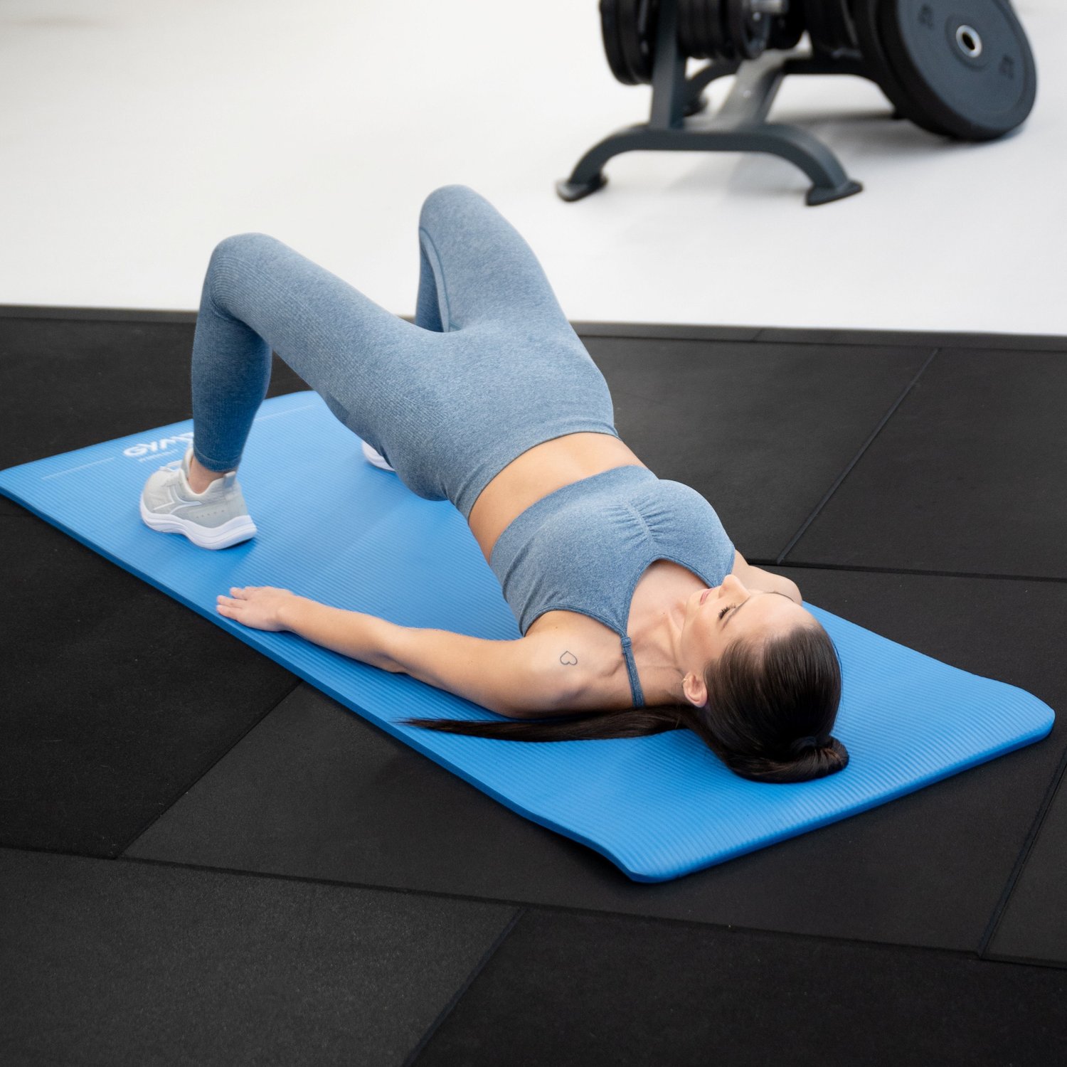 Килимок (мат) для фітнесу та йоги Gymtek NBR 1,5см голубий — мініатюра 7