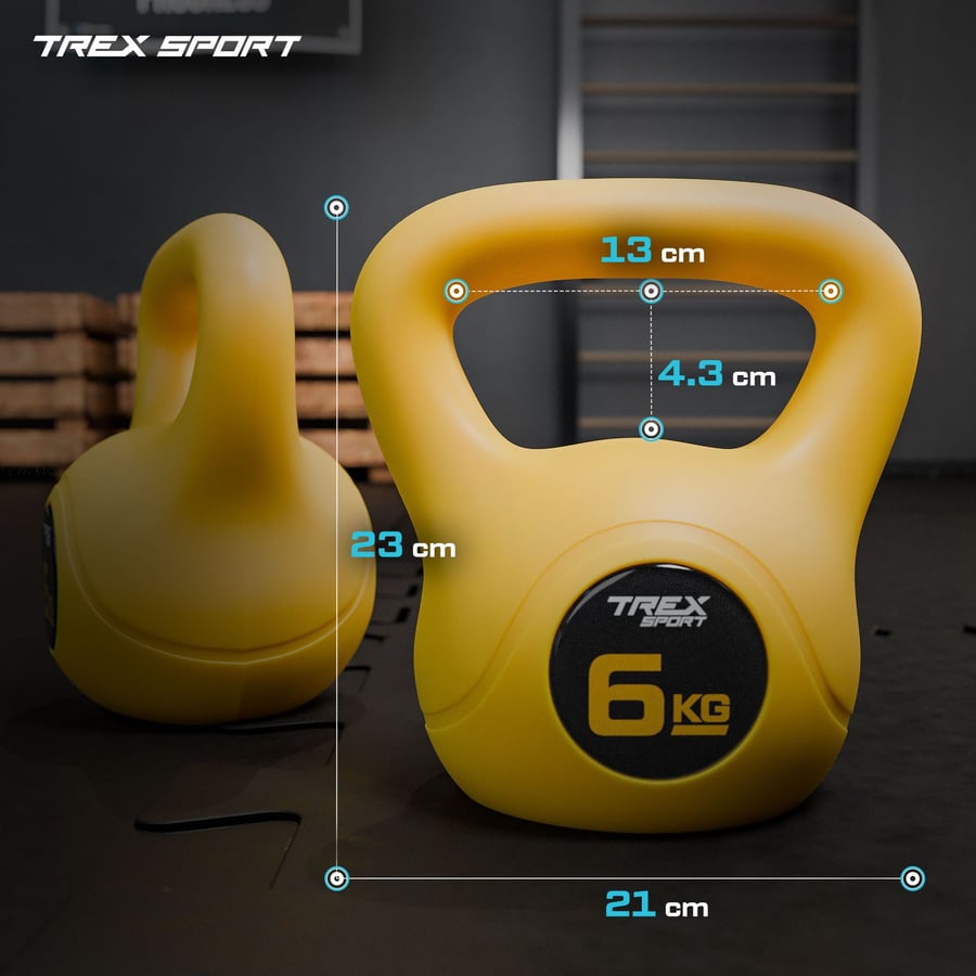 Гиря вінілова 6кг Trex Sport TX-006CKB жовта — мініатюра 9